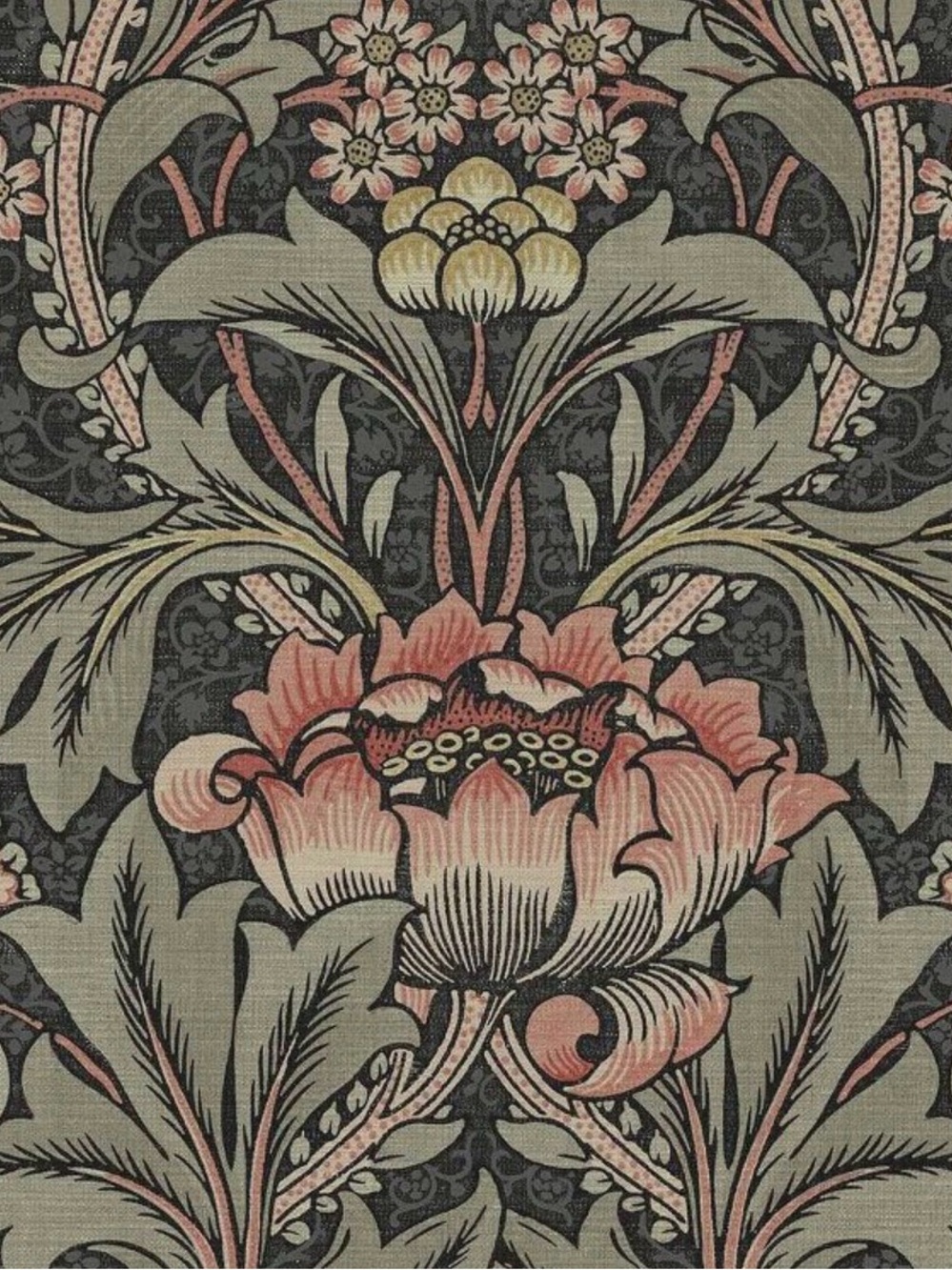 Peel and Stick Muted Pink and Sage Floral Wallpaper Panel